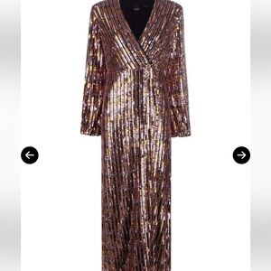 Pinko Sequin Embellished Long Sleeve Dress size 44